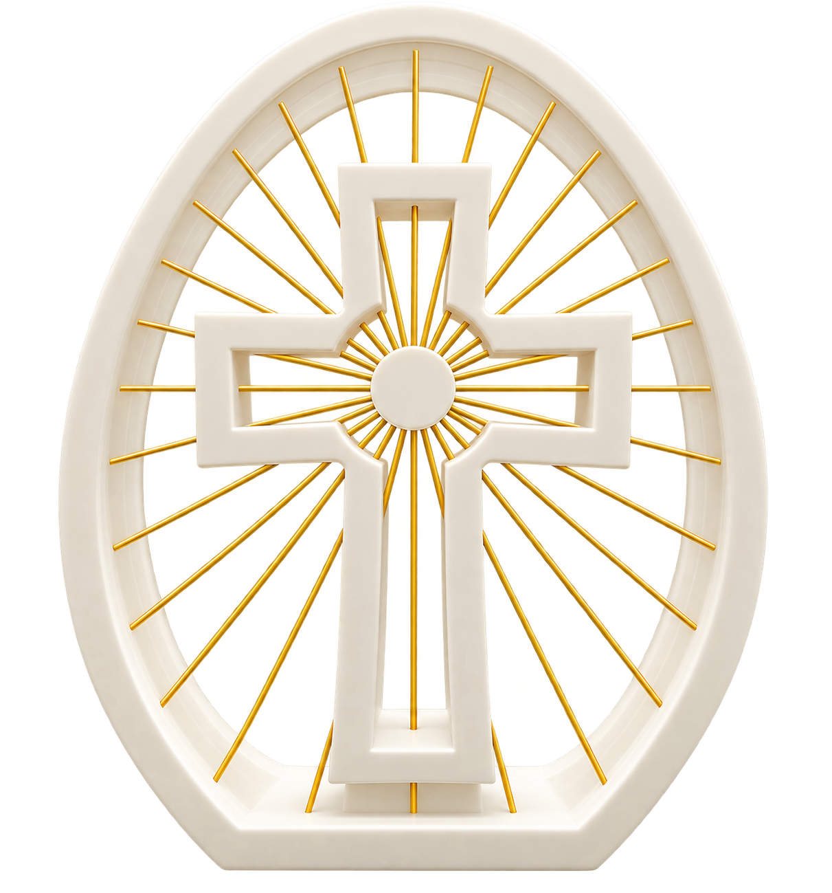 Cruz Decorativa com Raios Dourados